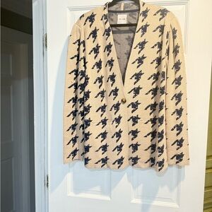 NIC+ZOE Beige and Navy Patterned Cardigan Size XL